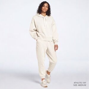 Calia Women's everyday cinched waist jogger and Cream Hoodie Set